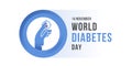 World diabetes day banner - hand with focus drop blood on finge in Universal blue circle symbol for diabetes vector design