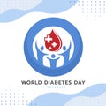 World diabetes day banner people hold red drop blood with plus cross in Universal blue circle symbol for diabetes vector design