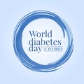 World diabetes day banner with text in blue ink circle rign sign vector design