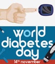 World Diabetes Day Design with Hand and Measurement Elements, Vector Illustration