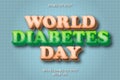 World diabetes day editable text effect cartoon style