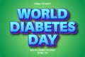 World diabetes day editable text effect cartoon style Royalty Free Stock Photo