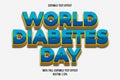 World diabetes day editable text effect cartoon style Royalty Free Stock Photo