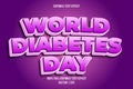 World diabetes day editable text effect cartoon style Royalty Free Stock Photo