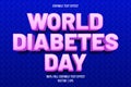 World diabetes day editable text effect cartoon style Royalty Free Stock Photo