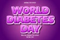 World diabetes day editable text effect cartoon style Royalty Free Stock Photo