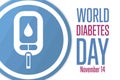 World Diabetes Day. 14 November. Holiday concept. Template for background, banner, card, poster with text inscription