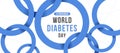 World diabetes day - Text in Universal blue circles symbol with cross to cross vector design