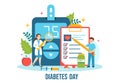 World Diabetes Day Vector Illustration on 14 November with Doctors Testing Blood for Glucose and Measuring Sugar in Flat Cartoon