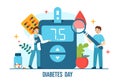 World Diabetes Day Vector Illustration on 14 November with Doctors Testing Blood for Glucose and Measuring Sugar in Flat Cartoon