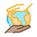 World different race hands icon vector outline illustration