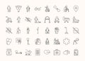 World disability day, handicapped or disabled people, linear icons set design