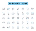 world discovery linear icons set. Exploration, Geology, Biodiversity, Anthropology, Archaeology, History, Ecology line