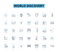 world discovery linear icons set. Exploration, Geology, Biodiversity, Anthropology, Archaeology, History, Ecology line