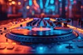 World DJ Day Concept. DJ Playing Music in the Night Club extreme closeup. Generative AI Royalty Free Stock Photo