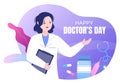 World Doctors Day Vector Illustration for Greeting Card, Poster or Background with Doctor, Stethoscope and Medical Equipment Image