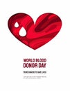 World donor day vector illustration for posters or invitations, medical design with 3d paper cut shapes Royalty Free Stock Photo