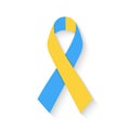 World Down Syndrome Day. Blue and yellow ribbon symbol isolated on white background. Vector illustration Royalty Free Stock Photo