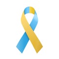 World Down Syndrome Day. Blue and yellow ribbon symbol isolated on white background. Vector illustration Royalty Free Stock Photo