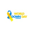 World down syndrome day, genetic disorder 21 chromosome, DS or DNS trisomy vector symbol. Royalty Free Stock Photo