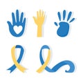 World down syndrome day, hands print paint and awareness ribbon