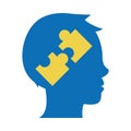 World down syndrome day, profile human head puzzles brain flat style Royalty Free Stock Photo