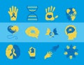 World down syndrome day, support awareness pack icons flat style