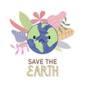 World Earth day concept. Cartoon flat vector illustration Royalty Free Stock Photo