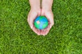 World Earth Day concept. Woman hand holding handmade globe Royalty Free Stock Photo