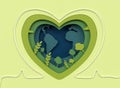 World Earth Day. Green colour heart shape earth on green background 3d
