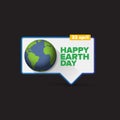 World earth day greeting card or banner with earth globe in black space. Vector World earth day concept illustration