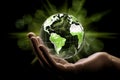 World earth day. Hand holding Crystal earth. Eco friendly environment concept. Generative Ai Royalty Free Stock Photo