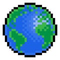 World Earth Globe Eight Bit Pixel Art Game Icon Royalty Free Stock Photo