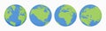 World earth globes, vector icons set. Earth planet continents map. Travel, ecology and geography world globe symbols Royalty Free Stock Photo