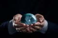 world, earth, planet, business concept glass earth globe in the hands Royalty Free Stock Photo