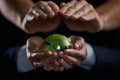 businessman showing a glass globe. close up. Royalty Free Stock Photo