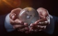 world, earth, planet, business concept glass earth globe in the hands Royalty Free Stock Photo