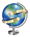 World earth planet globe with gold arrow around Royalty Free Stock Photo