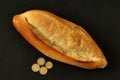 2022 world economic crisis, increase in bread prices, bread and 3,5 coins, increase in bread prices in Turkey Royalty Free Stock Photo