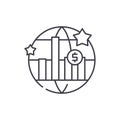 World economic growth line icon concept. World economic growth vector linear illustration, symbol, sign