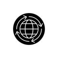 World economy black icon, vector sign on isolated background. World economy concept symbol, illustration Royalty Free Stock Photo