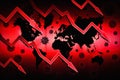 World economy crisis down arrows corona virus background illustration Royalty Free Stock Photo