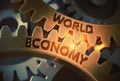 World Economy on Golden Metallic Gears. 3D Illustration. Royalty Free Stock Photo