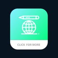 World, Education Globe, Pencil Mobile App Button. Android and IOS Line Version Royalty Free Stock Photo