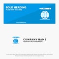 World, Education Globe, Pencil SOlid Icon Website Banner and Business Logo Template