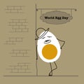 World Egg Day. Illustration of an egg in a retro style.