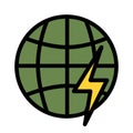 world electric energy flat color icon