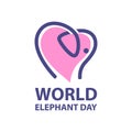 World Elephant Day. The elephant looks like a heart shape