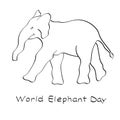 World Elephant Day. Vector illustration. Outline drawing, freehand.