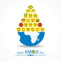 World emoji day greeting card design